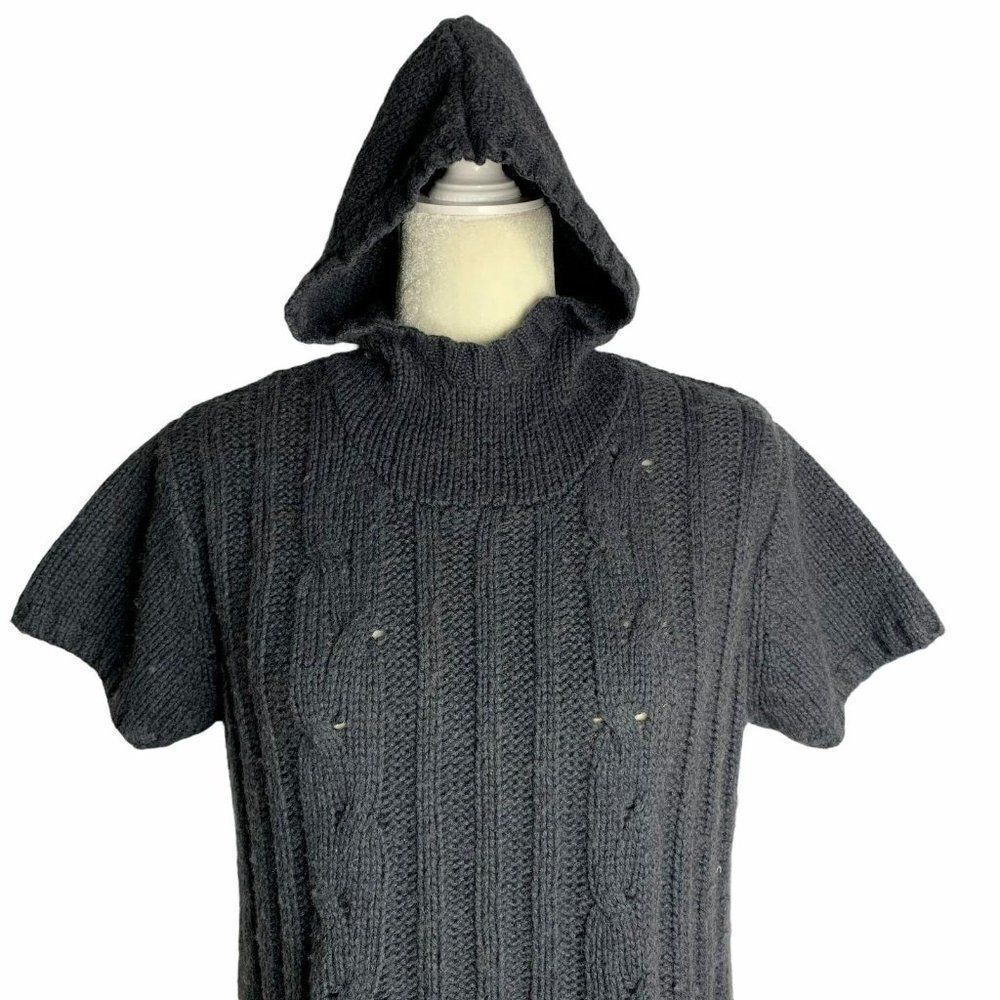 Bench Wool Blend Cable Knit Sweater Dress L Grey